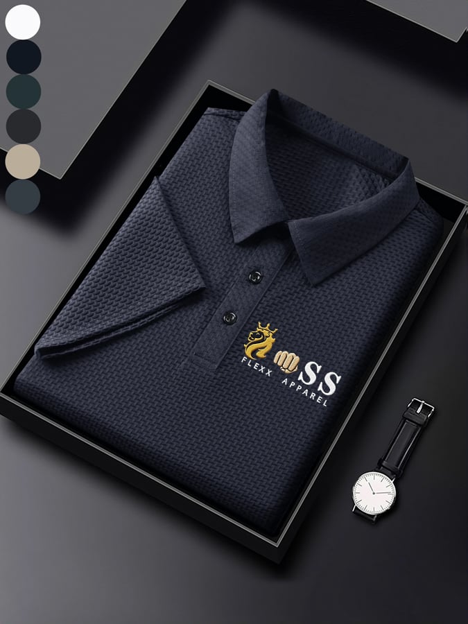 para hombre Waffle Fabric casual de manga corta camisa polo