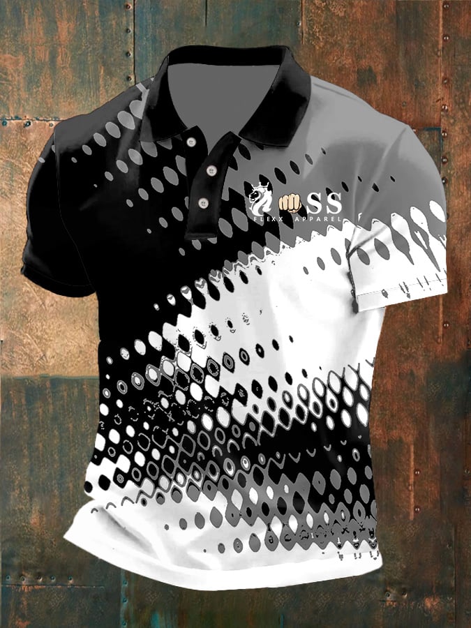 Casual retro geométrico ejecutivo Polo para hombre