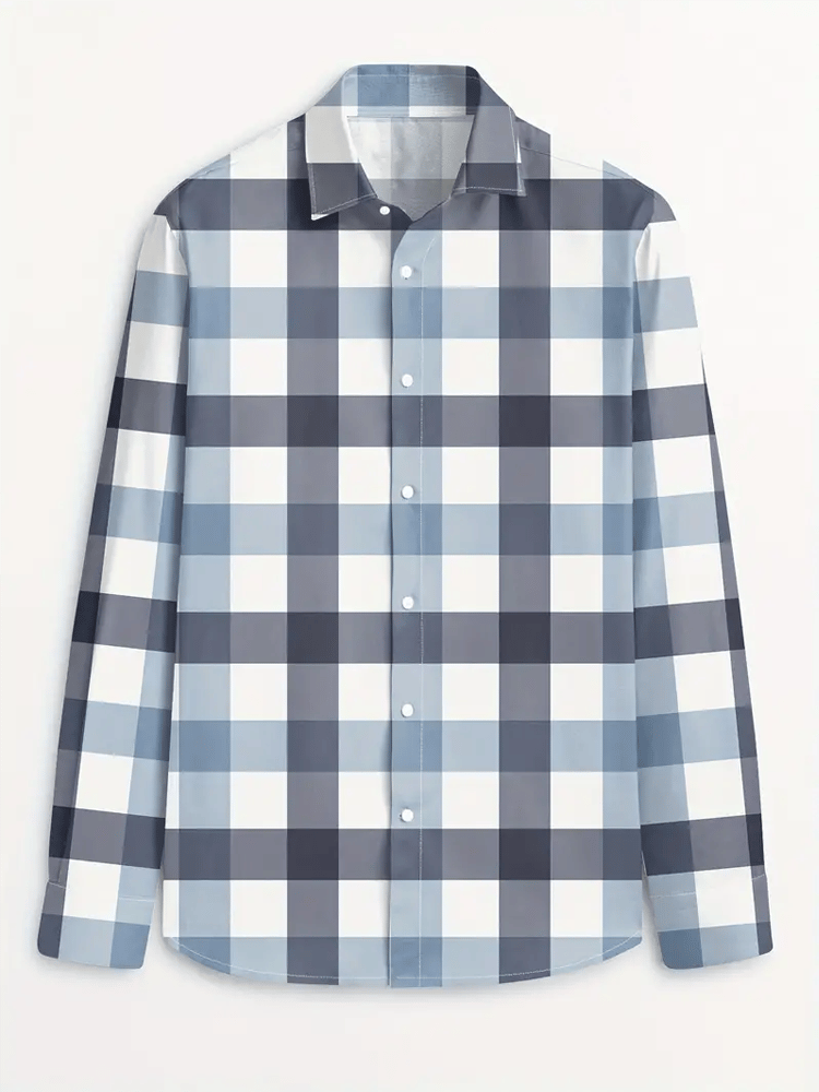 Camisa a cuadros ejecutivo de manga larga para hombre