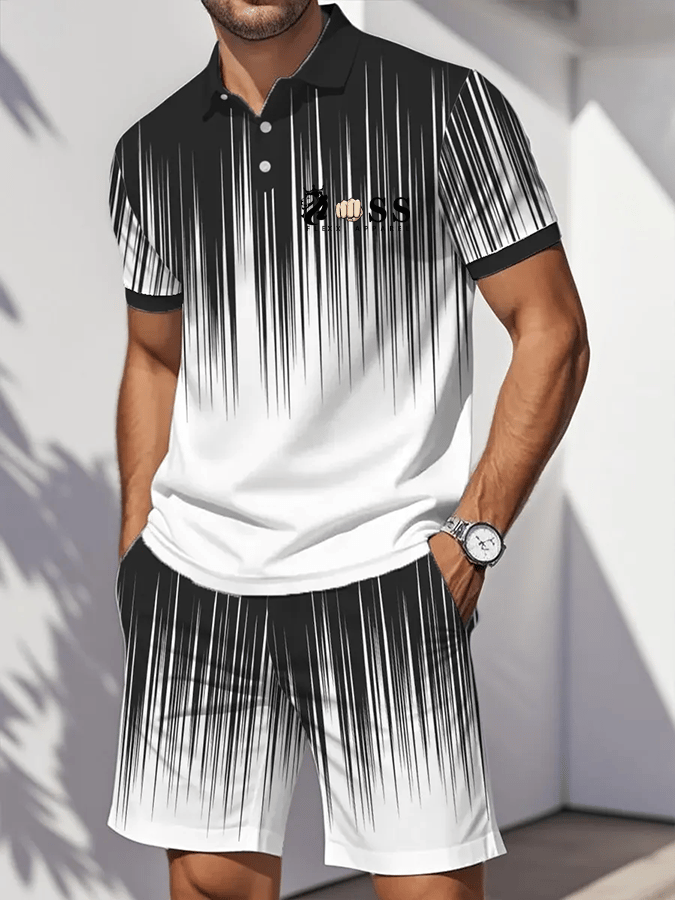 Camisa polo retro Letter Design casual ejecutivo Comfortable And transpirable de manga corta Suit para hombre