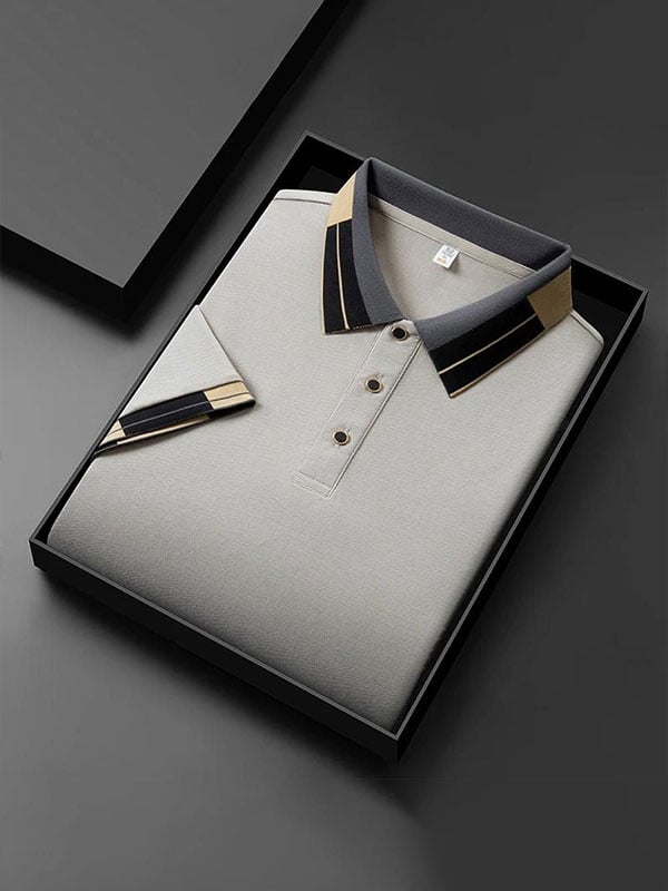 Camisa polo a cuadros ejecutivo solapa de manga corta para hombre