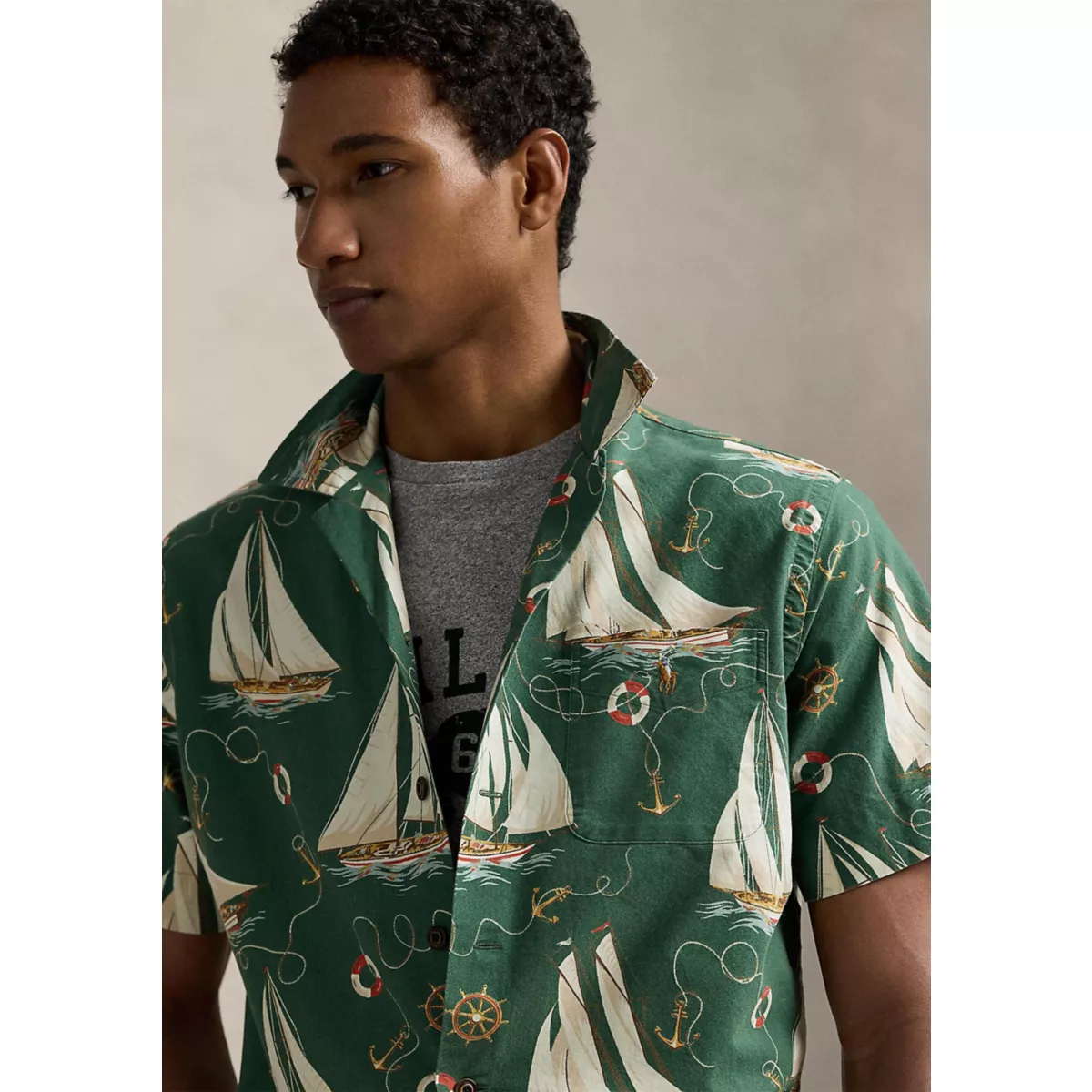 Classic Fit Sailboat Oxford Camp Shirt - 3
