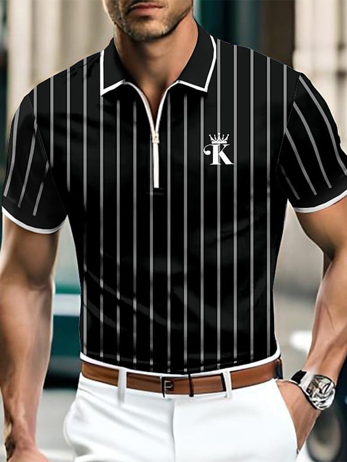 De moda Contrast Color cierre Polo