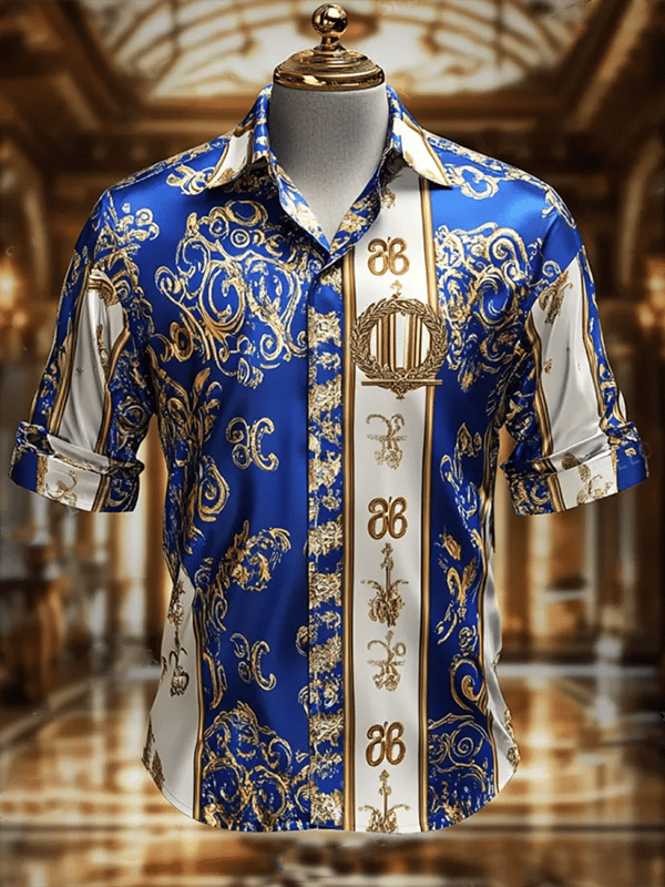 Camisa ejecutivo Luxe estampado de manga corta para hombre