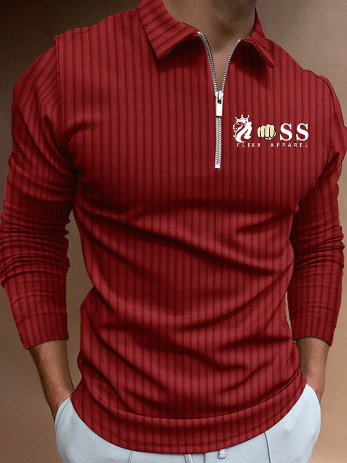 Camisa polo Letter rayas estampado Pullover casual para hombre