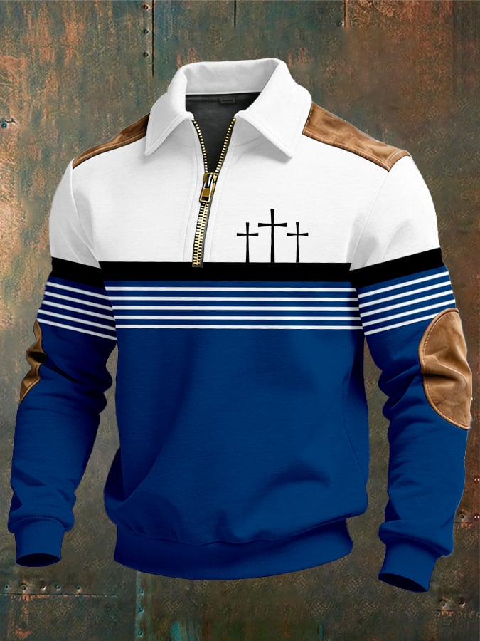 Sudadera vintage Faith Design estampado casual Zipper -Fast Shipping para hombre