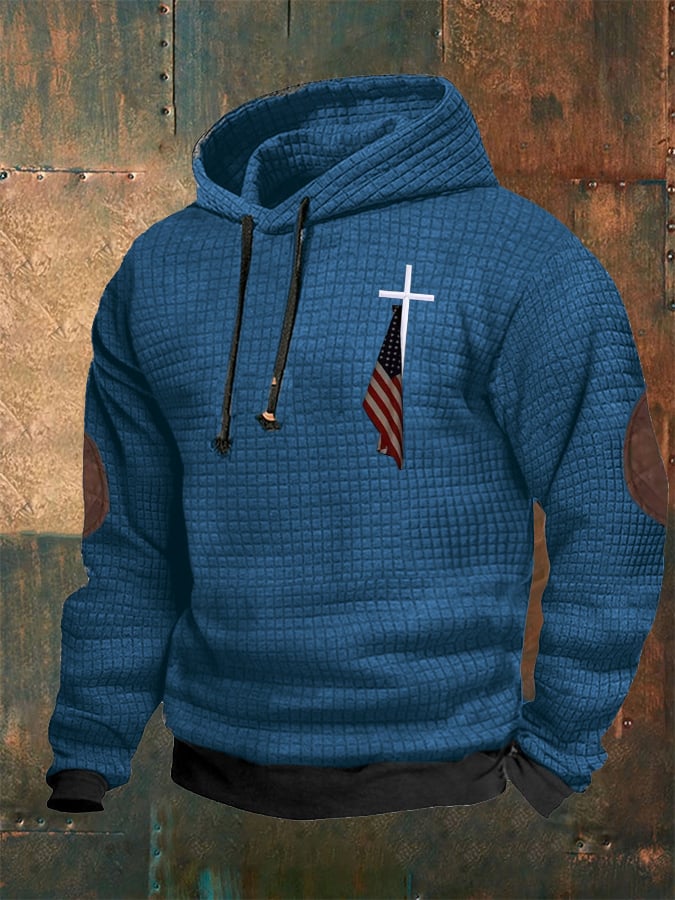 Sudadera casual Checkered Faith estampado Hooded para hombre