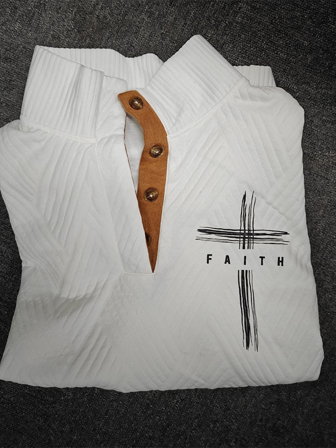 Sudadera retro Faith Design jacquard a cuadros Fabric casual para hombre