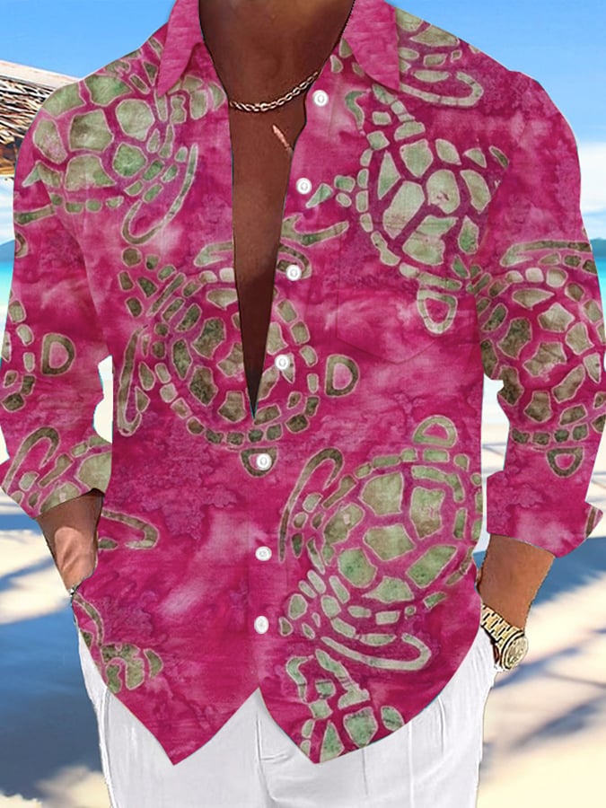 Camisa Hawaii Turtles estampado de moda Vacation And casual (With Pockets) para hombre