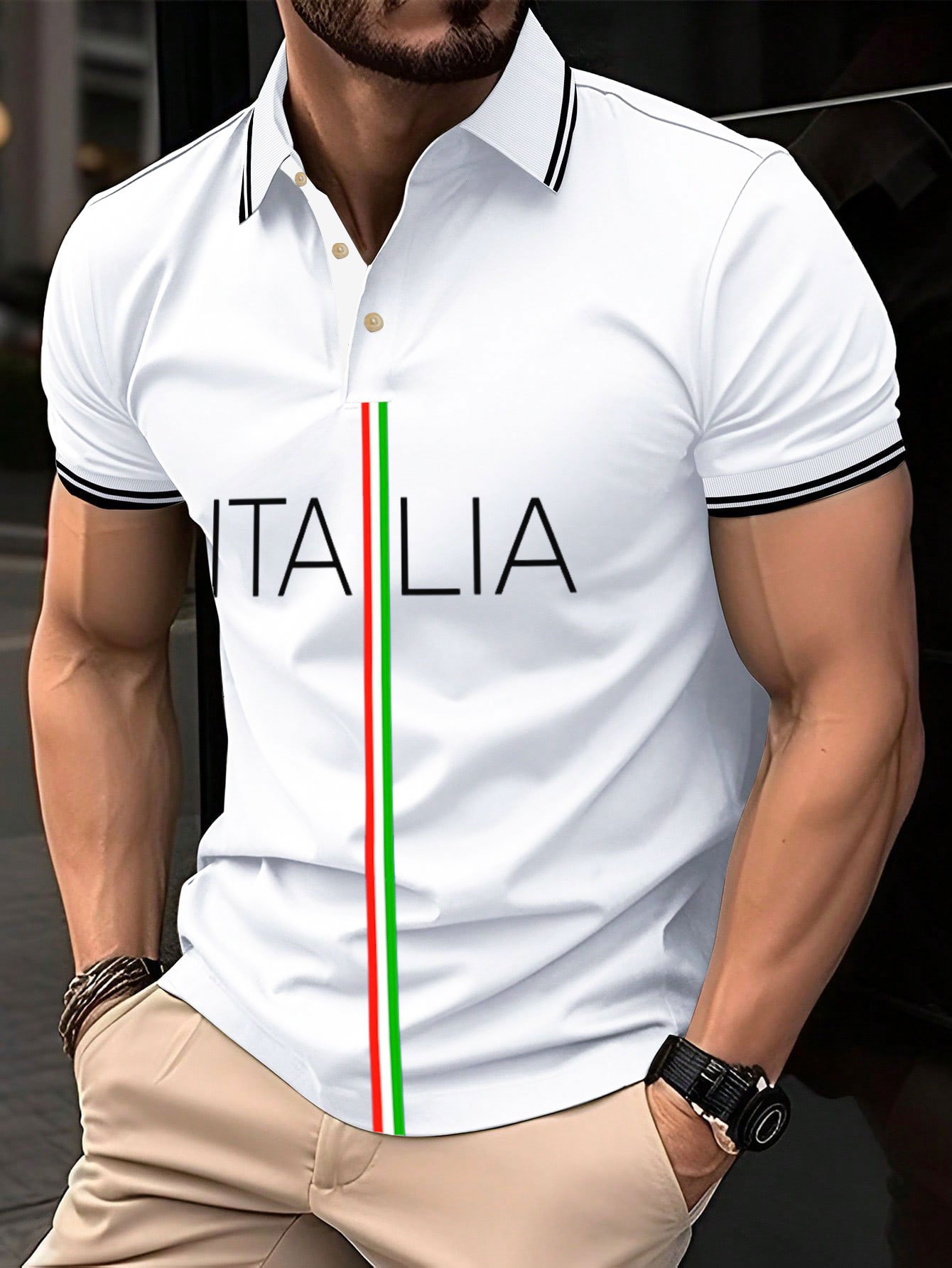 para hombre "Italy" estampado camisa polo