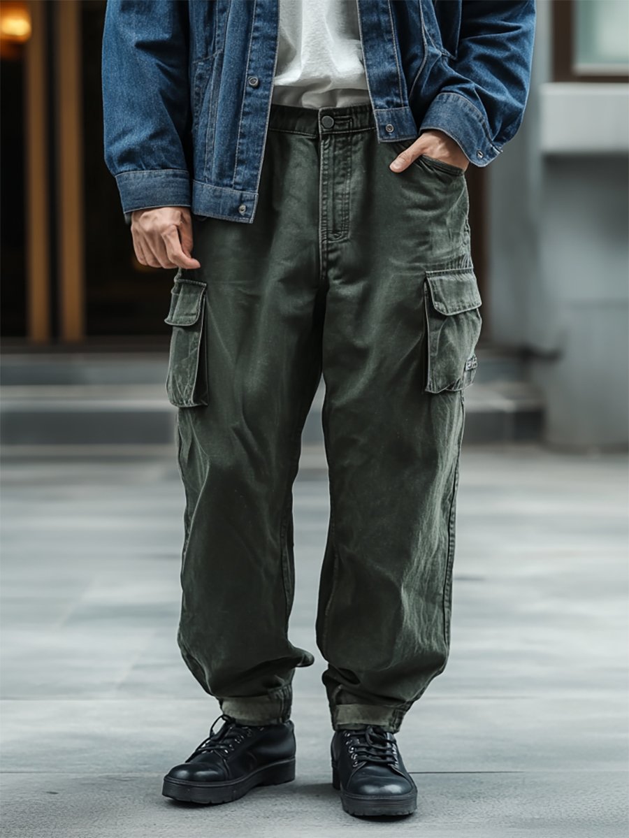 Vintage Multi-bolsillo Overalls para hombre