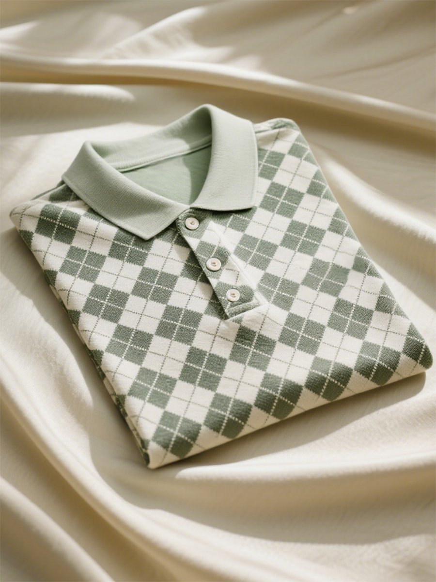 Camisa polo ejecutivo casual geométrico Button de manga corta para hombre