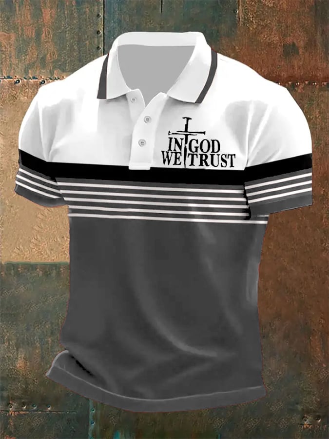 Camisa polo In God We Trust estampado casual para hombre