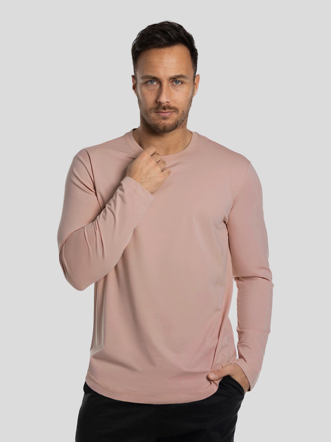 StaySmooth de manga larga Curve Hem Tee: de corte entallado