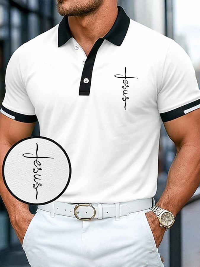 Casual Contrast Color Faith Polo para hombre