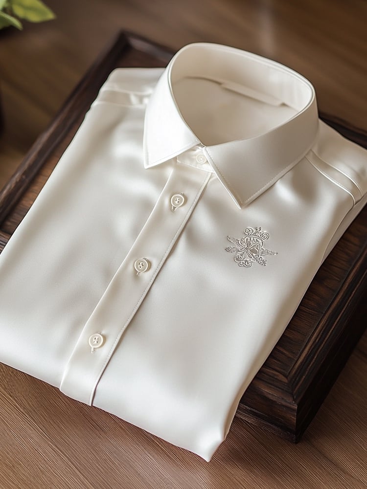 Camisa ejecutivo casual Logo solapa de manga corta para hombre