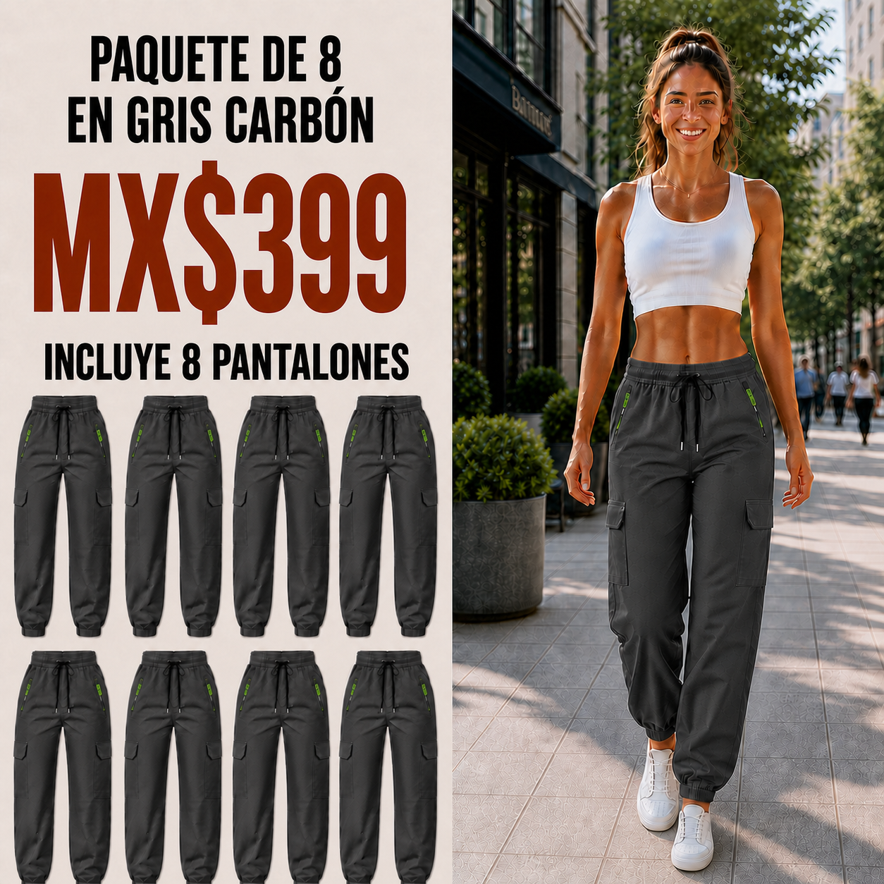 Pantalón cargo multibolsillos para mujer · vista 2