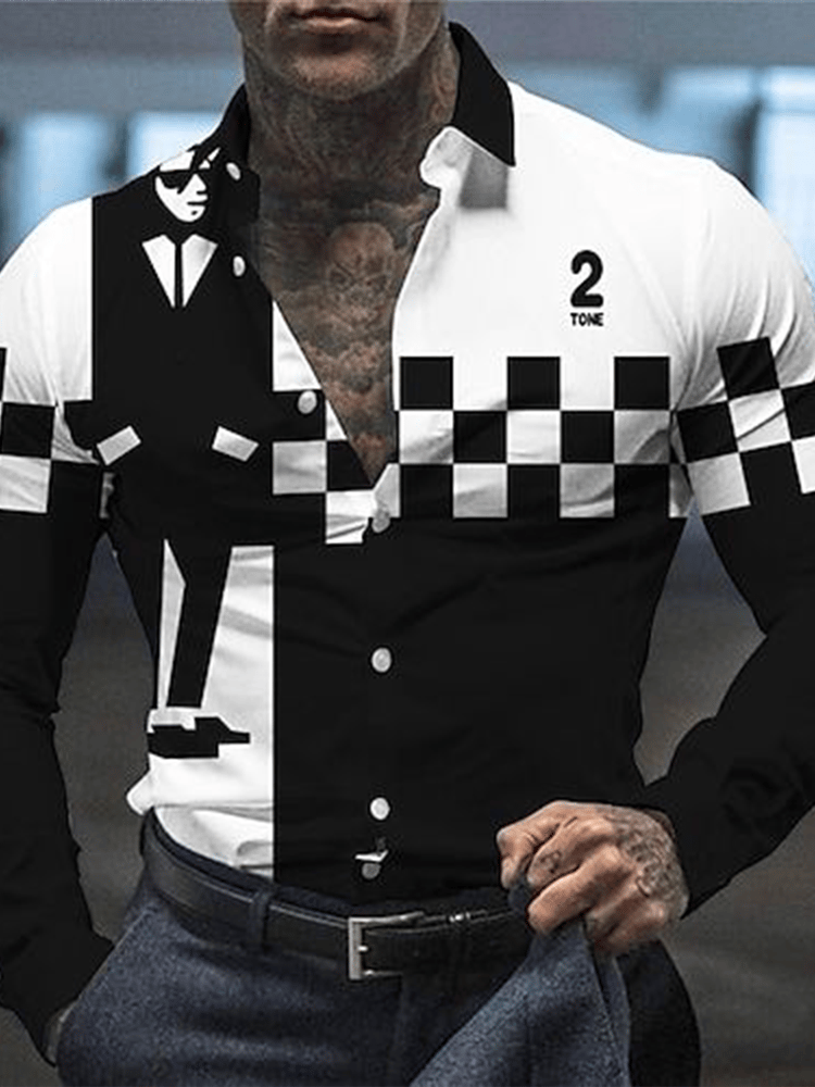 Camisa a cuadros ejecutivo de manga larga para hombre