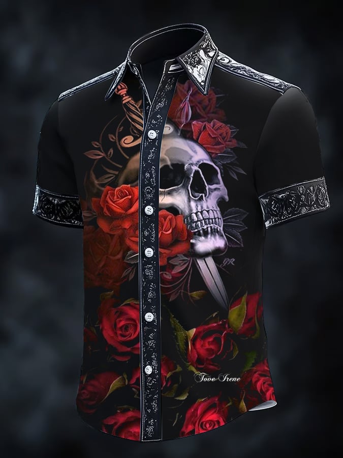 Camisa Gothic Dark de manga corta para hombre