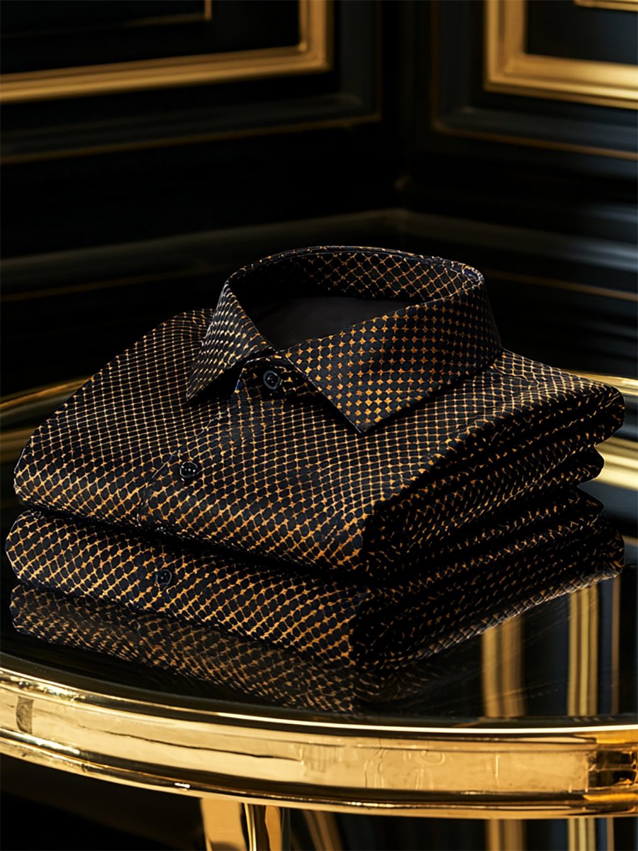 Camisa satén Luxe de manga larga con botones para hombre