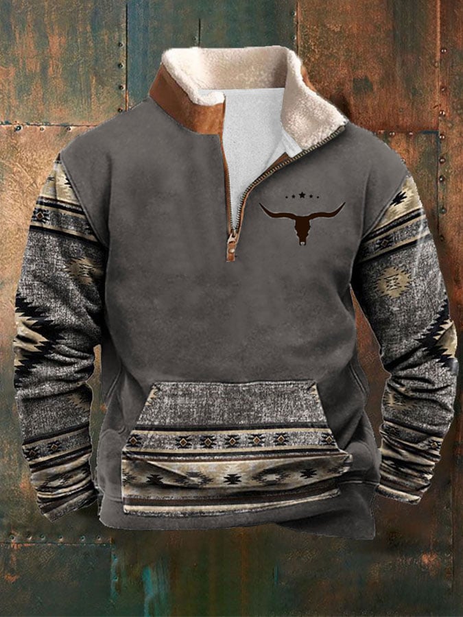 Sudadera retro western style estampado casual para hombre