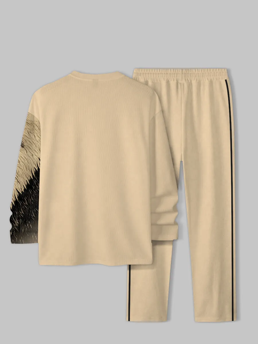 Simple Colorblock Round Neck casual Sports Set 093 para hombre