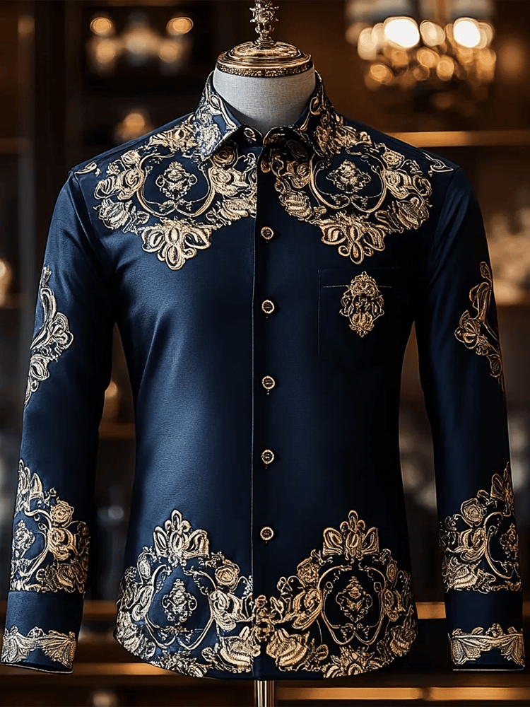 Camisa satén Luxe de manga larga con botones para hombre