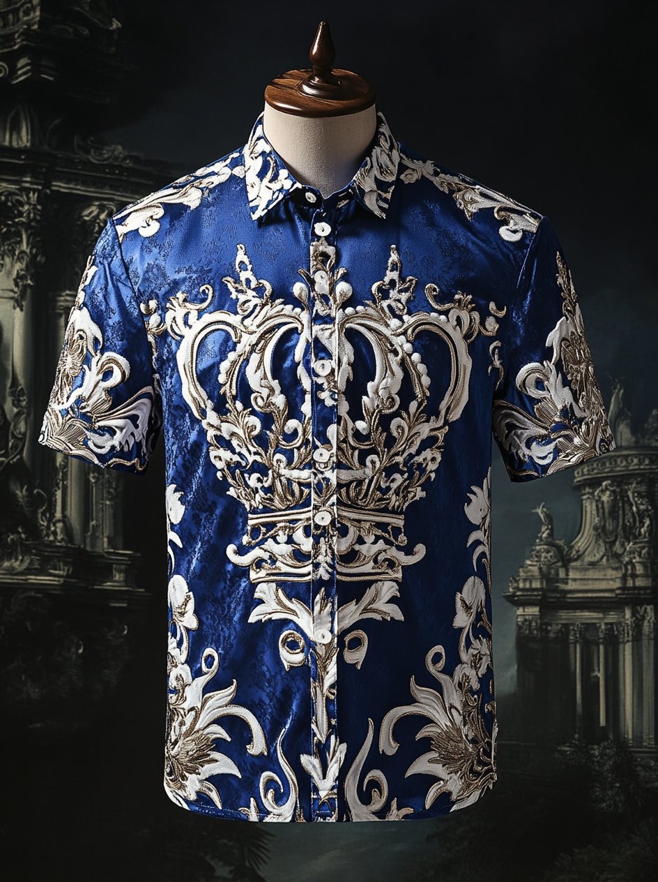 Camisa satén Luxe de manga corta para hombre