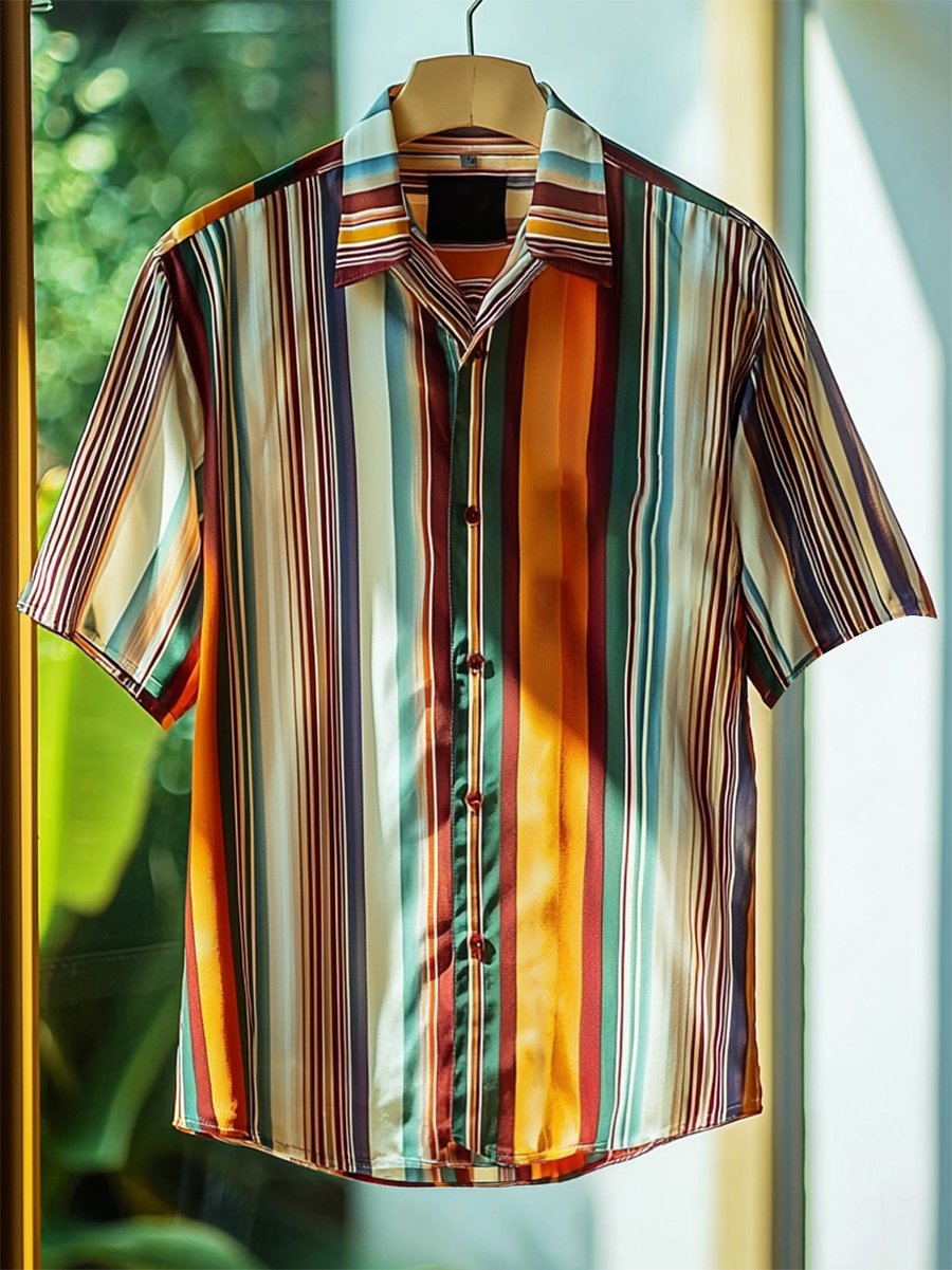 Camisa satén Luxe de manga corta con botones para hombre