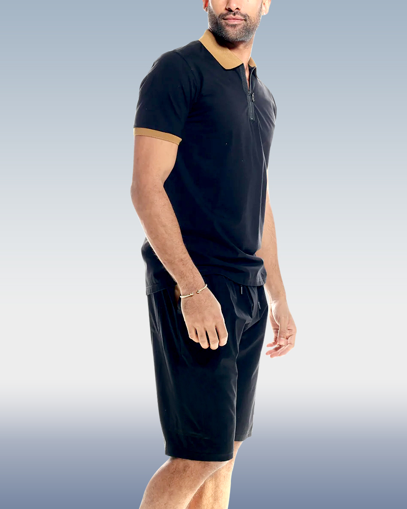 Shorts Dark bluecamisa polo 2 Piece Set para hombre