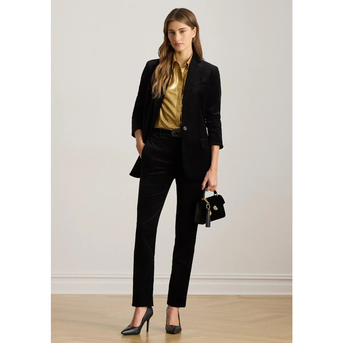 Petite Stretch Velvet Blazer - 5