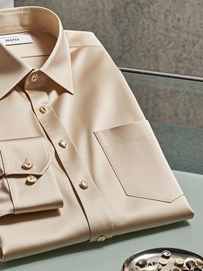 Camisa degradado solapa de manga larga para hombre