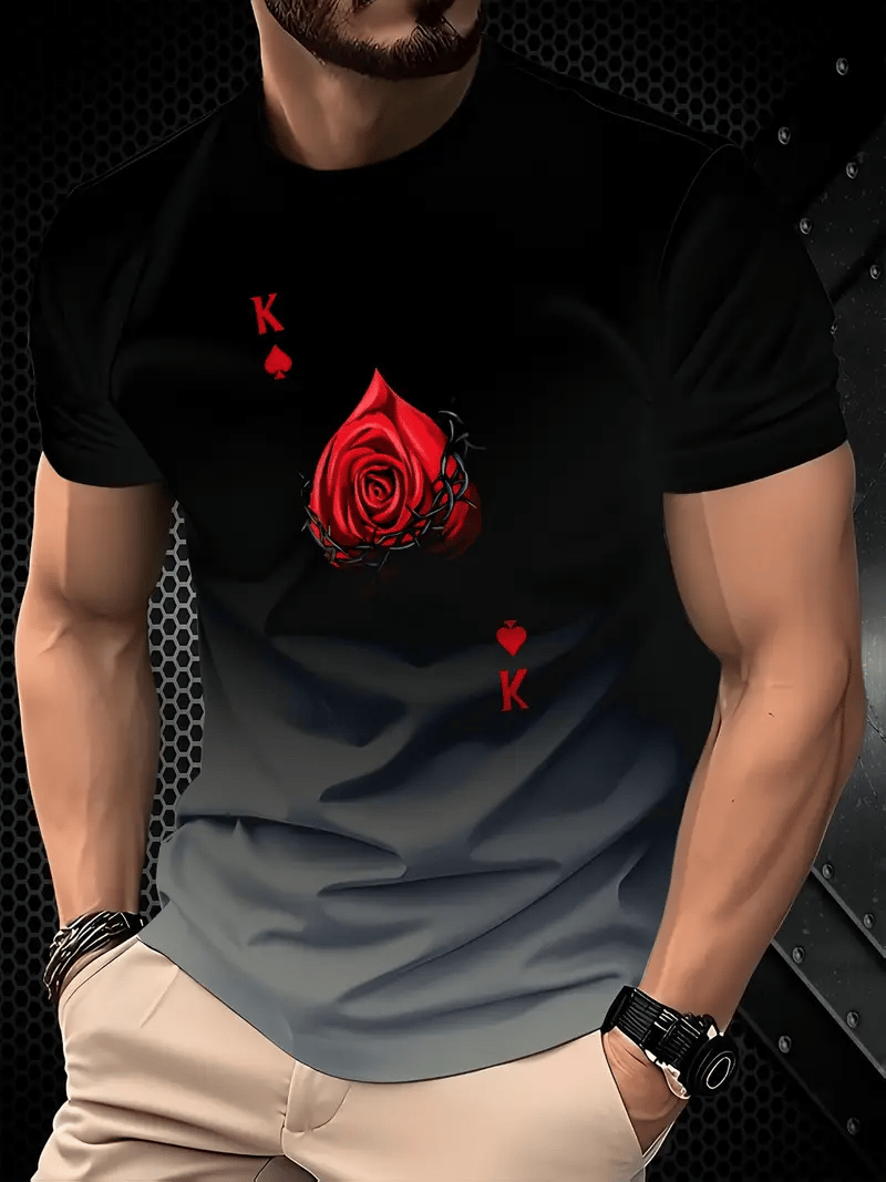Camiseta ejecutivo rayas Logo estampado de manga corta para hombre