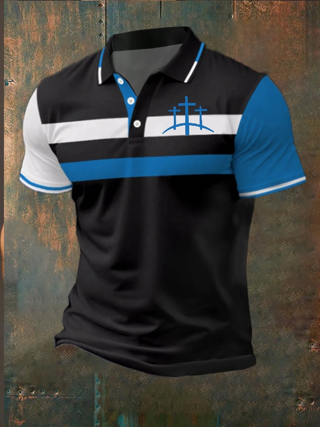 De moda casual Faith Contrast Color Polo para hombre