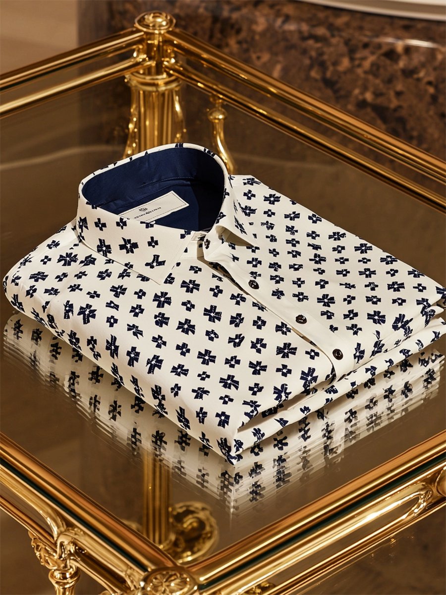 Camisa Holiday casual Cross estampado de manga larga para hombre