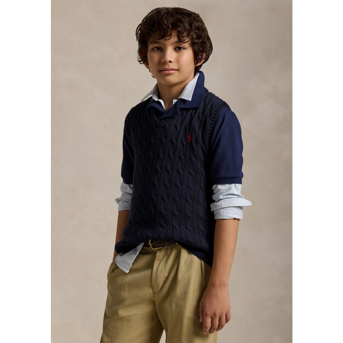 Boys 8-20 Cable Knit Cotton Sweater Vest - 6