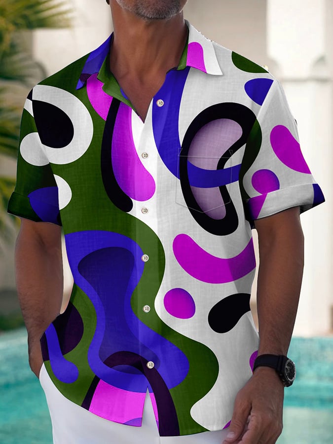 Camisa casual Holiday estampado de manga corta para hombre