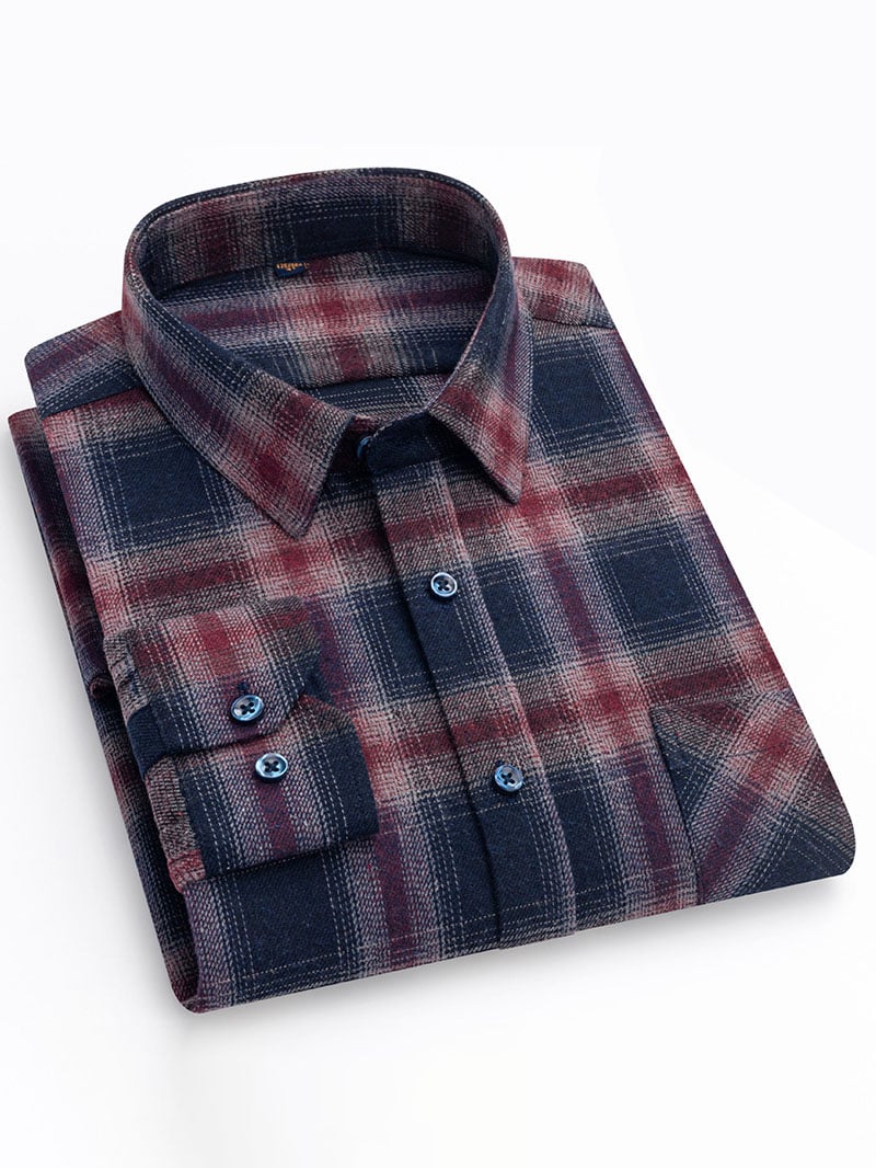 Camisa retro a cuadros de algodón para hombre
