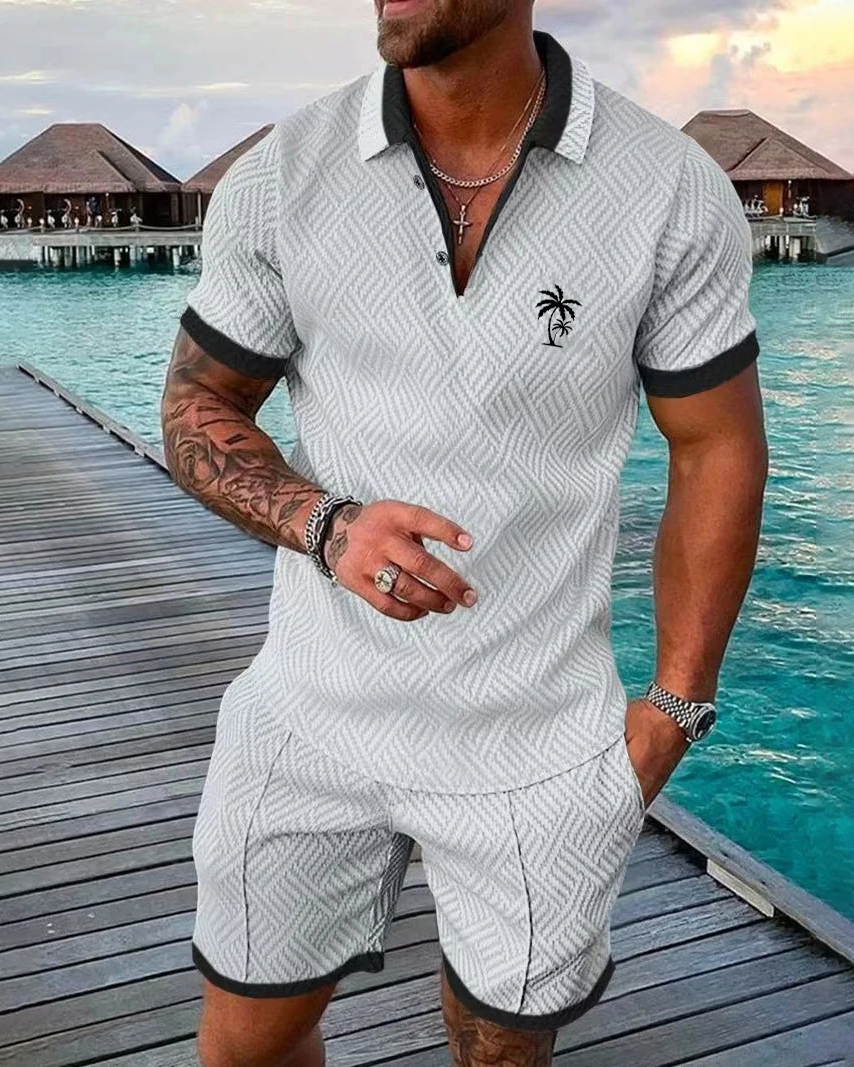Camisa polo Suitmens para uso diario casual Collar Zipper Set 213 para hombre