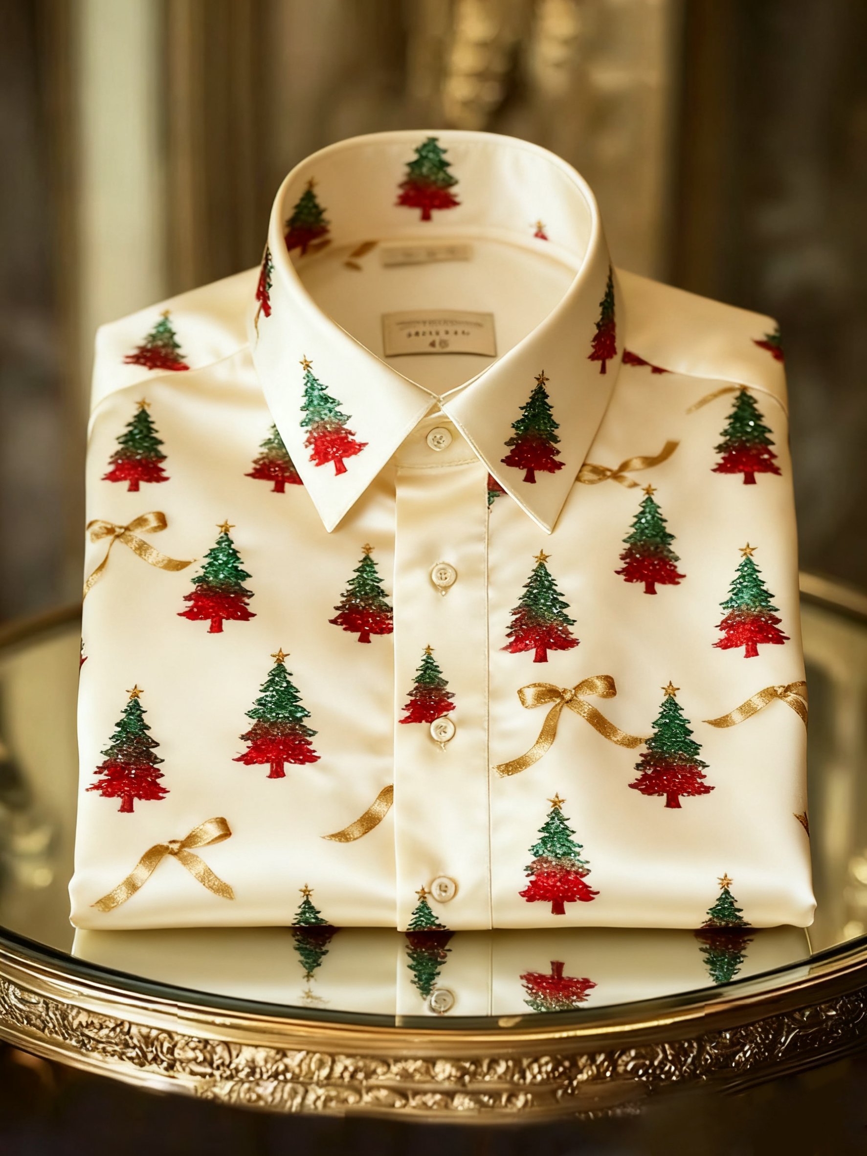 Camisa de lujo Christmas Party de manga larga con botones para hombre
