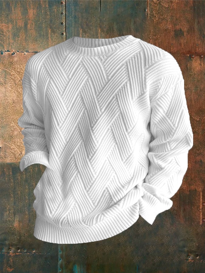 Sudadera a cuadros estampado Round Neck casual para hombre