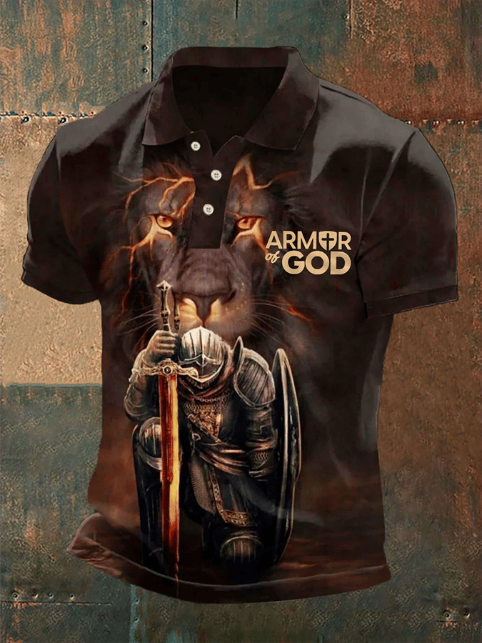 Camisa polo Faith Armor Of God estampado casual para hombre