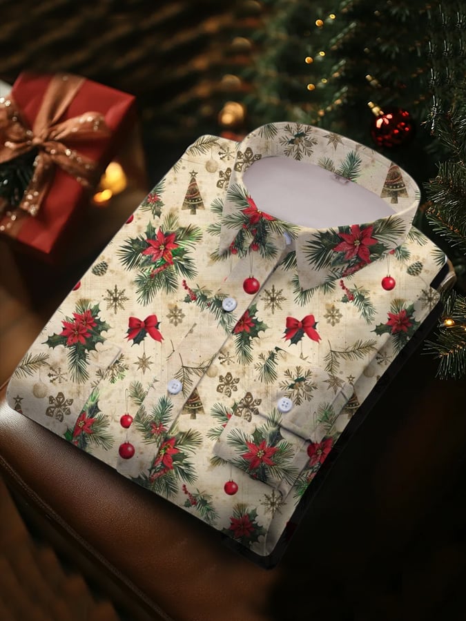 Ejecutivo casual Christmas estampado Pockecamiseta para hombre