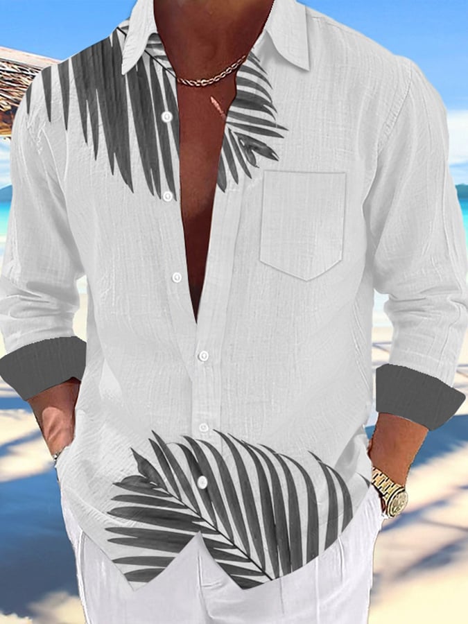 Camisa Hawaiian Palm Tree de moda estampado Resort casual para hombre