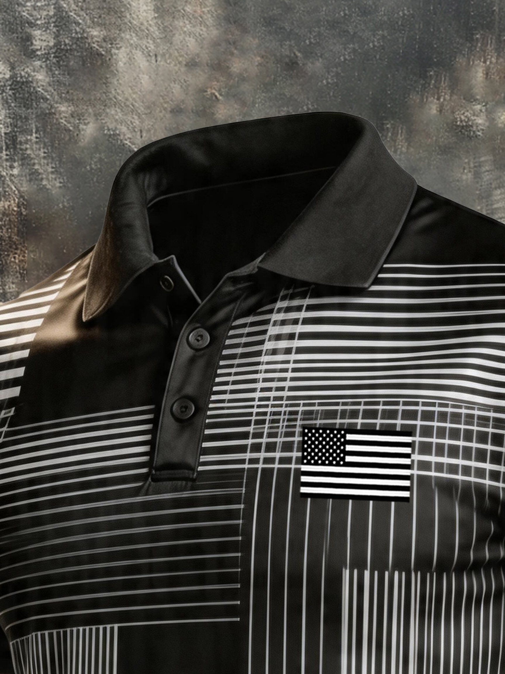 Camisa polo retro Patriotic Color-Block de manga corta para hombre