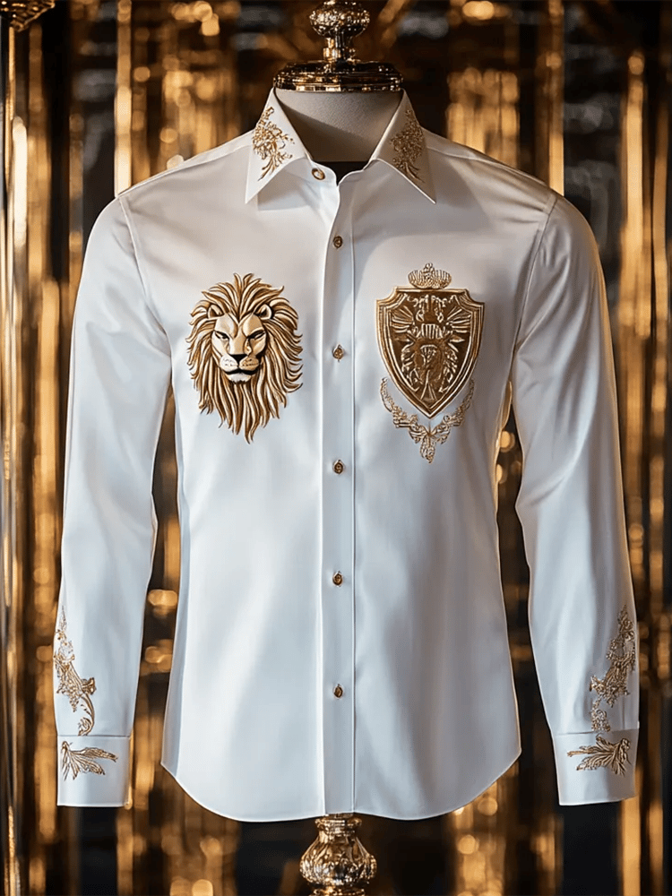 Camisa satén Luxe de manga larga con botones para hombre