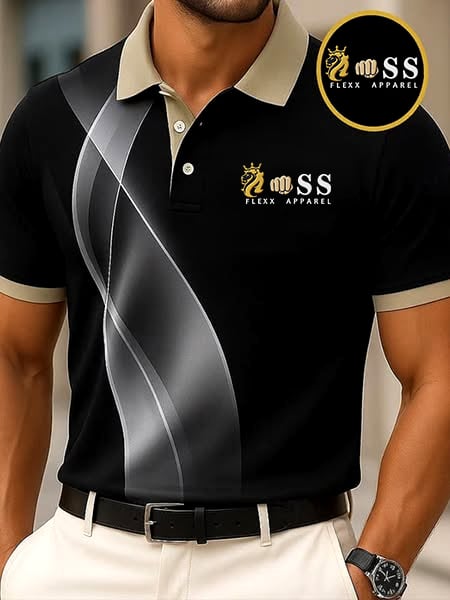 Casual retro Lion Letter Polo para hombre