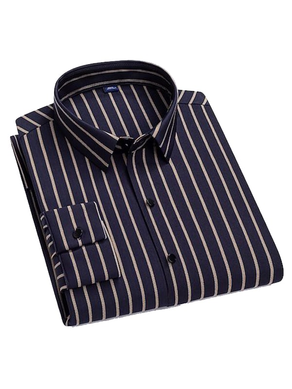 Camisa rayas estampado ejecutivo de manga larga para hombre