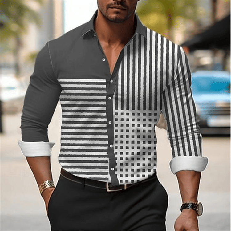 Camisa geométrico Design ejecutivo casual para hombre