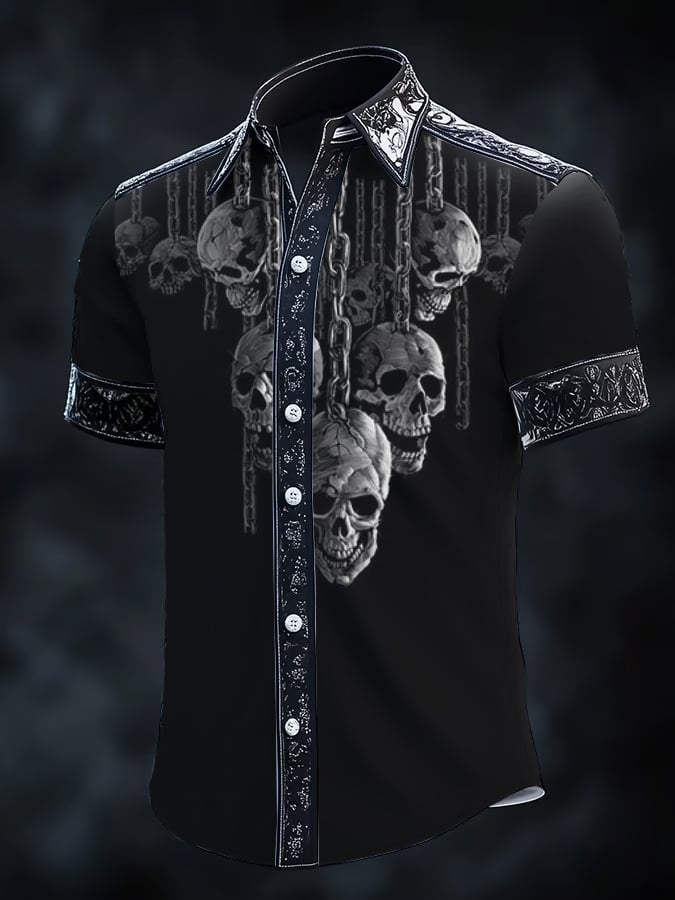 Camisa Gothic Dark de manga corta para hombre